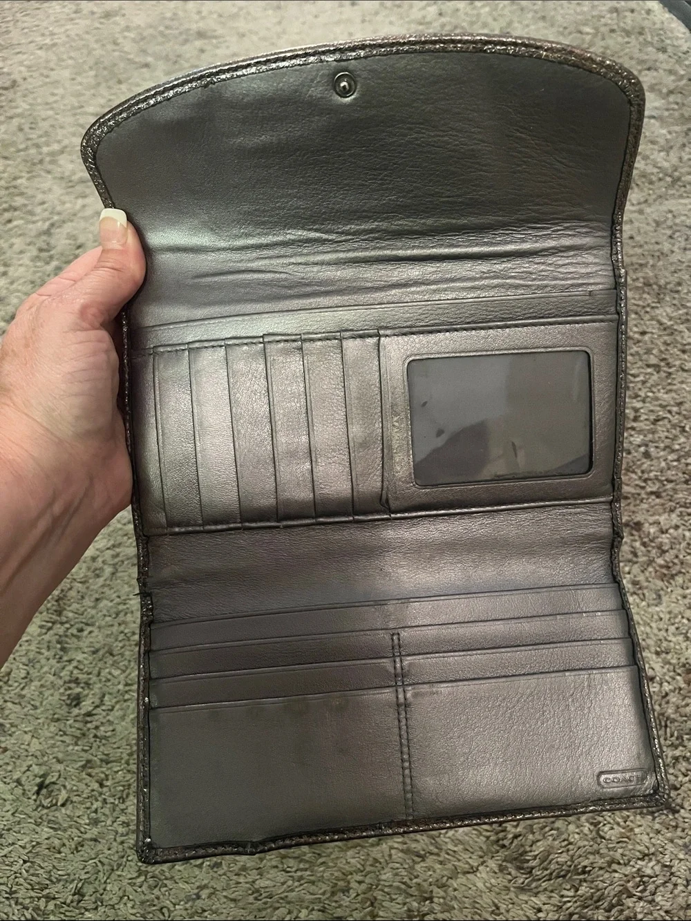 Coach Iridescent Metallic Wallet with Checkbook Cover